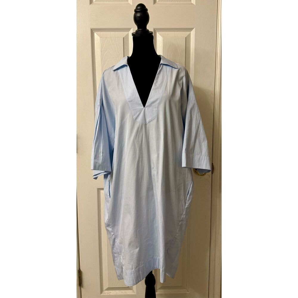 Frame Ciel Collared  Deep V-Neck Oversized Wide Sleeve Lindsay Resort Dress S